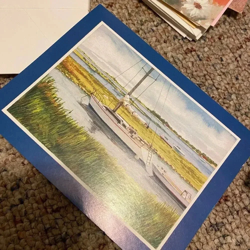 VTG 1 Box Birthday Print Art Painting Greeting Cards  and other cards Collection